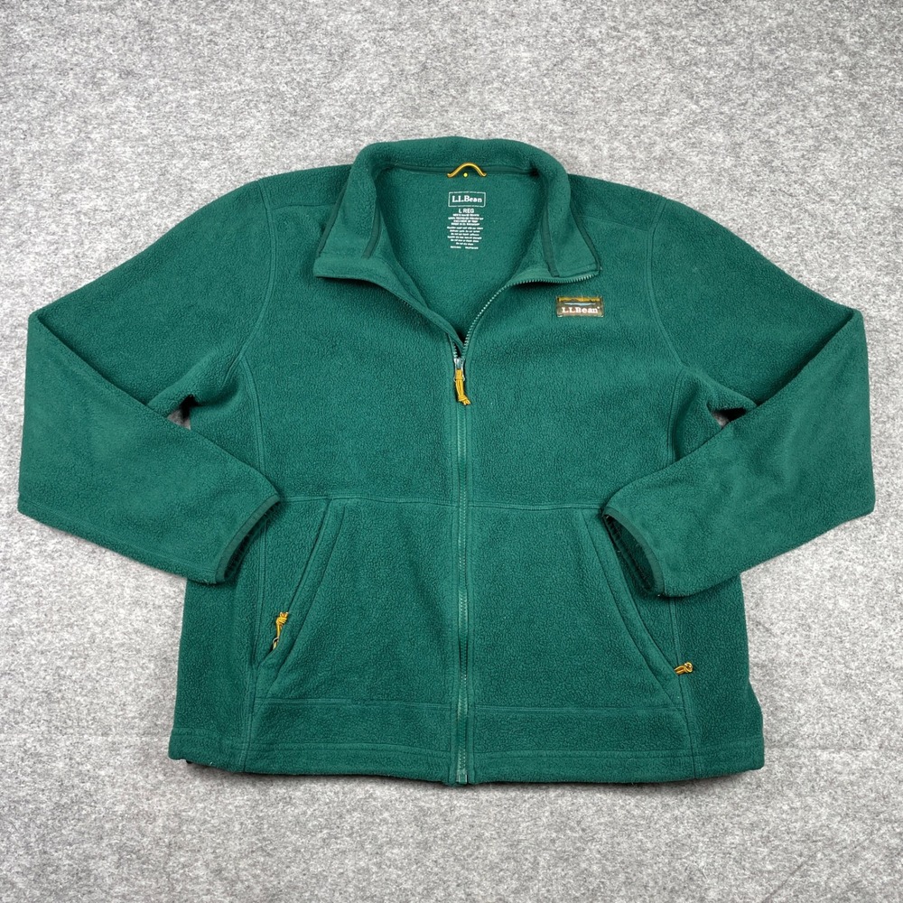 LL Bean Fleece Jacket Mens L Green Mountain Classic Full Zip Outdoor Soft Warm